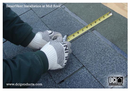 Shingle up to the area that requires the SmartVent.