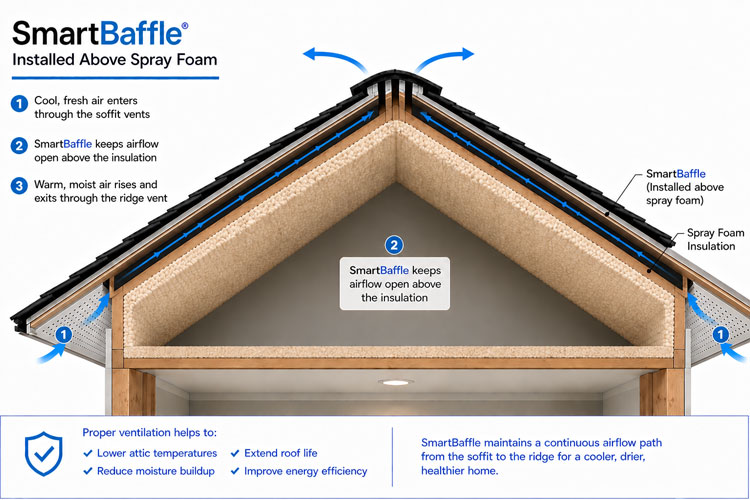 SmartBaffle shown after SprayFoam installation